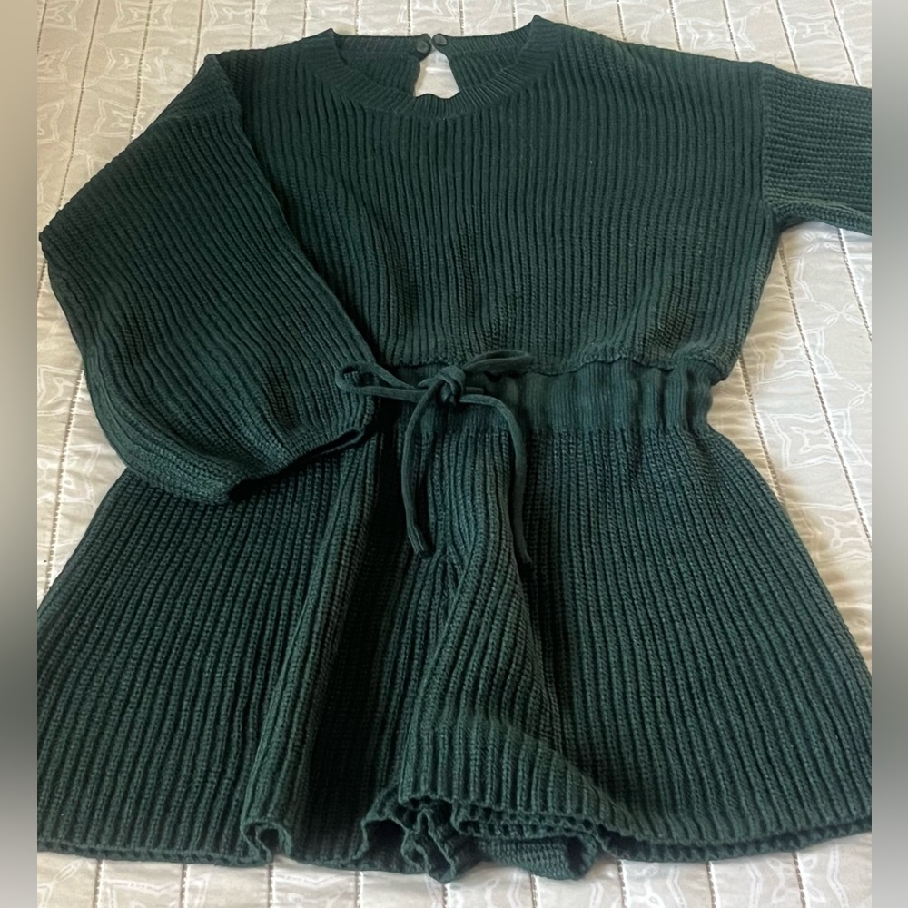 Dark Green Knit Sweater Romper